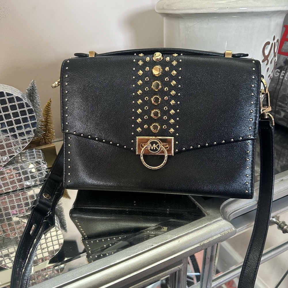 Michael Kors Black Studded Crossbody Bag
